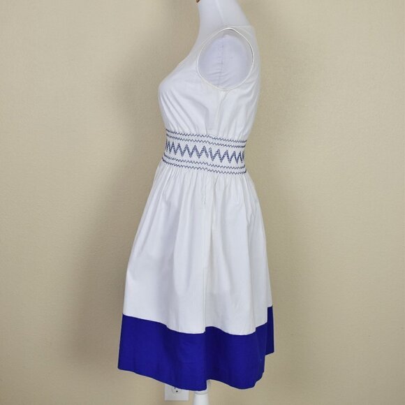 Kate Spade Fit Flare Smocked Poplin Dress XS - Picture 4 of 8